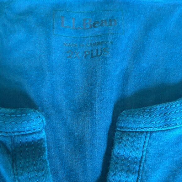 LL Bean Tee Shirt Three Quarter Sleeve Splitneck Teal Womens Size 2X Plus - Picture 6 of 10